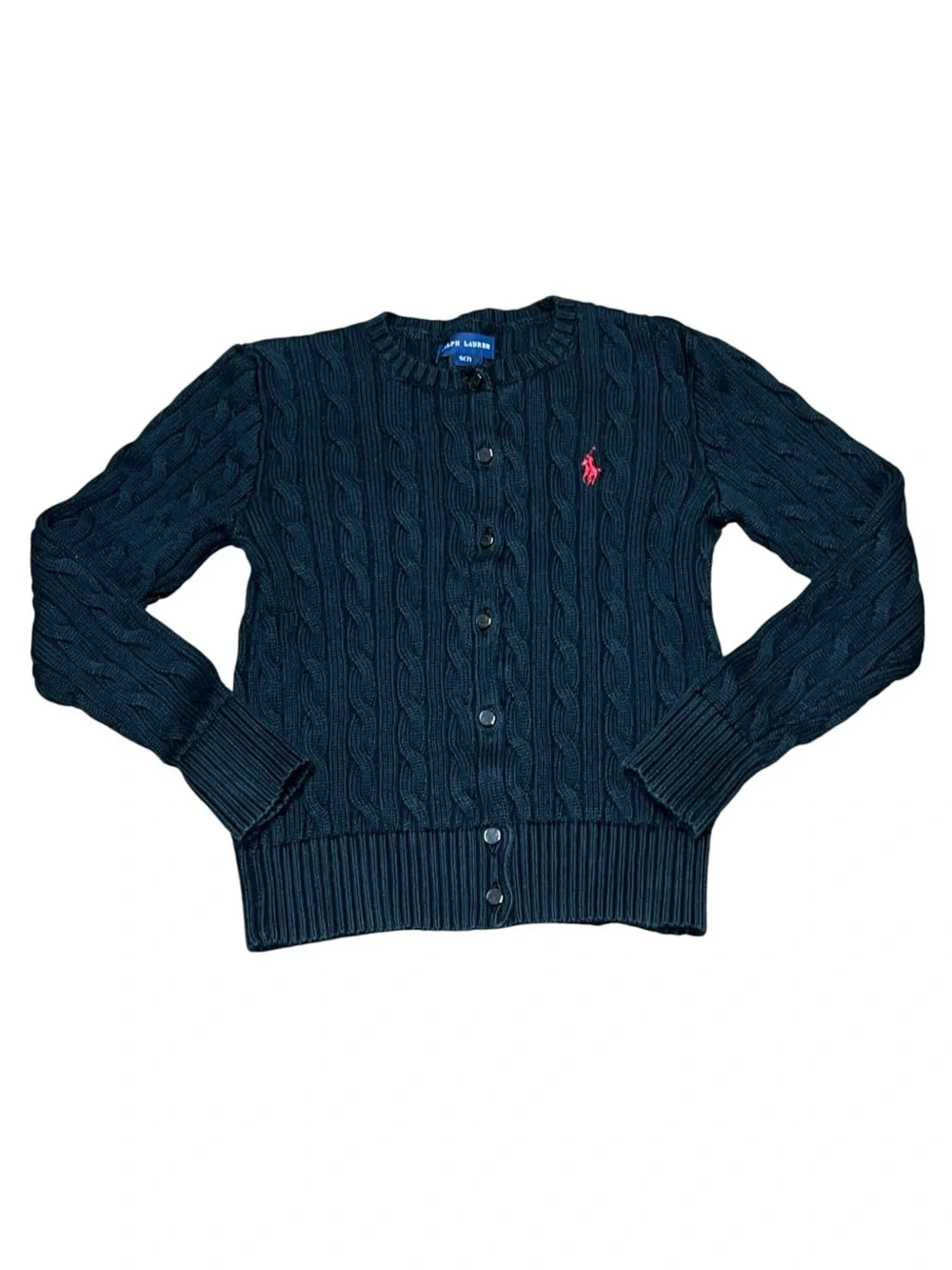 Ralph Lauren Girl's Cable Knit Cotton Cardigan Size S(7)